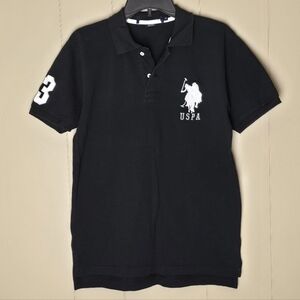 U.S. Polo Assn. Black Polo Shirt with White Logo